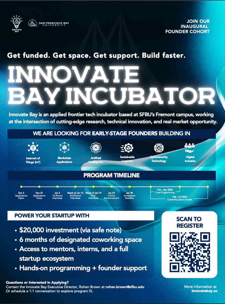 Innovate Bay Opens Applications for 12-Week Scale Sprint for Frontier Tech Startups; Program Hosted and Sponsored by San Francisco Bay University