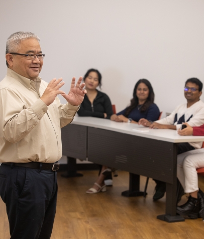 Teacher in front of lecture hall