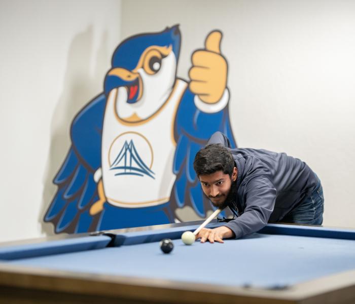 Student playing pool